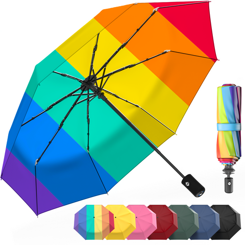 Rain-Mate Compact Travel Umbrella (Rainbow)