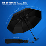 Rain-Mate Compact Travel Umbrella (Black, 2-Pack Bundle)