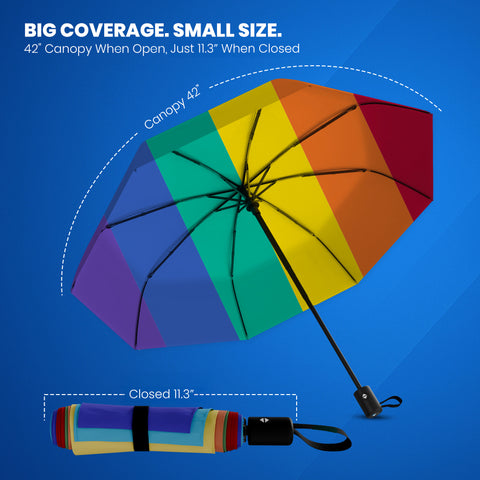 Rain-Mate Compact Travel Umbrella (Rainbow)